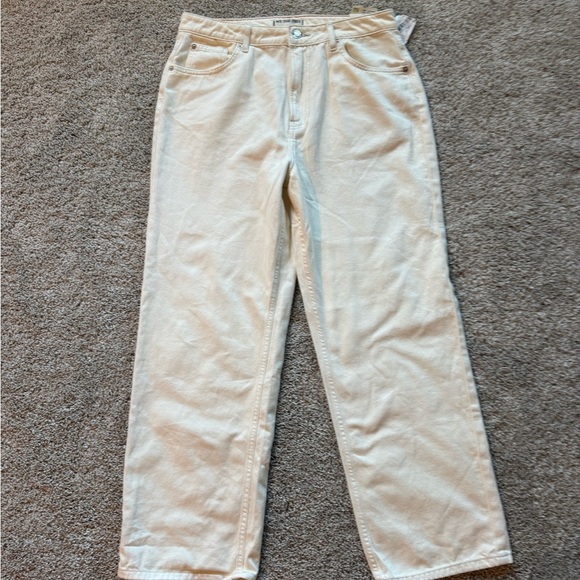 Free People jeans the Pacifica high rise slim straight jeans ivory size 32 NWT - Picture 2 of 9